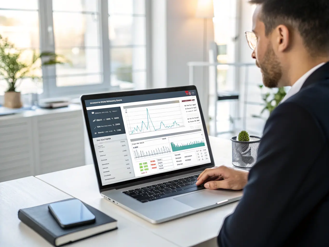 A skilled penetration tester is meticulously analyzing a network vulnerability using specialized software tools, with a focused expression and a secure environment.