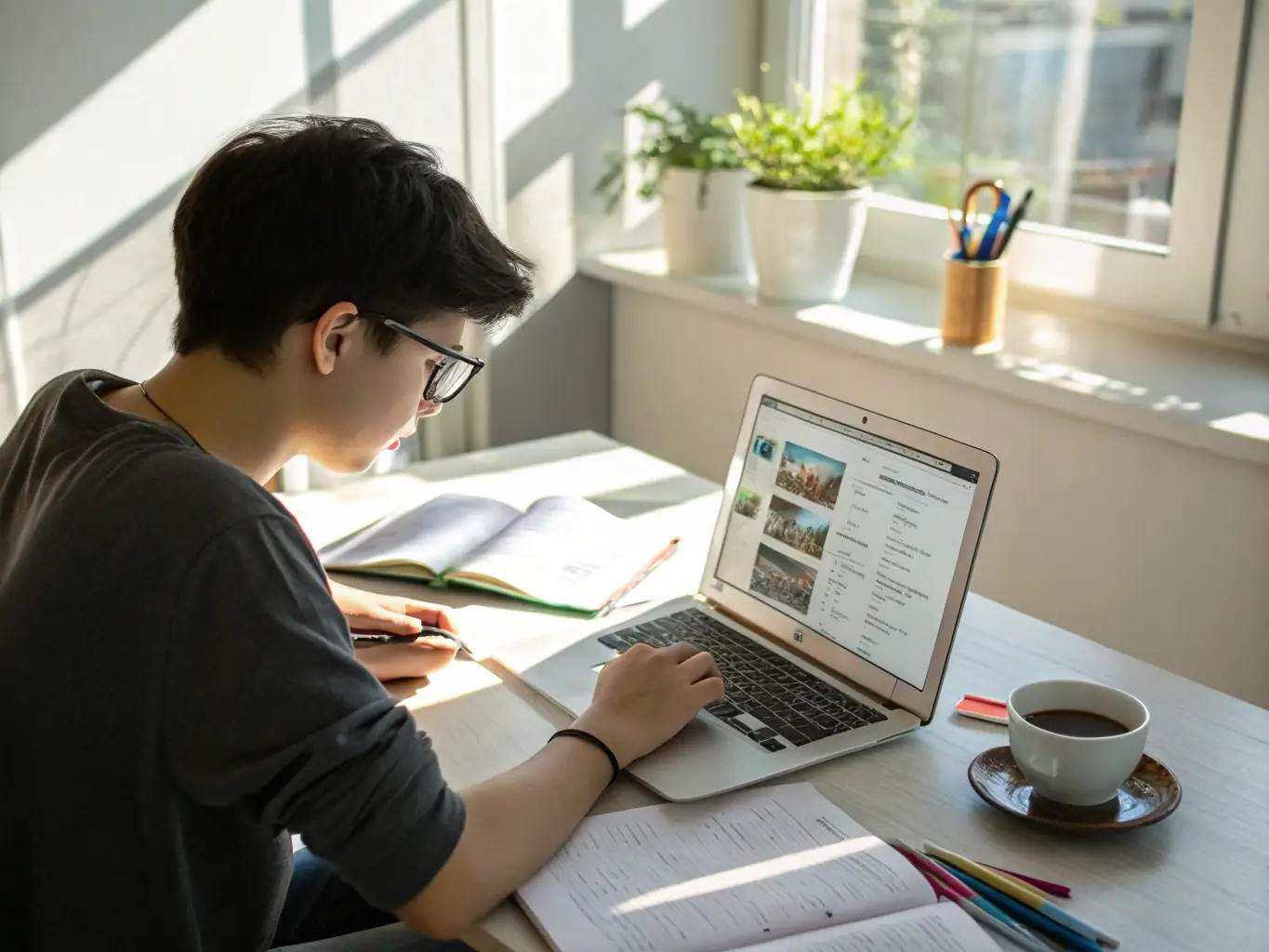 A focused student in a cybersecurity course, deeply engaged with a hands-on lab exercise, showcasing practical application of skills.